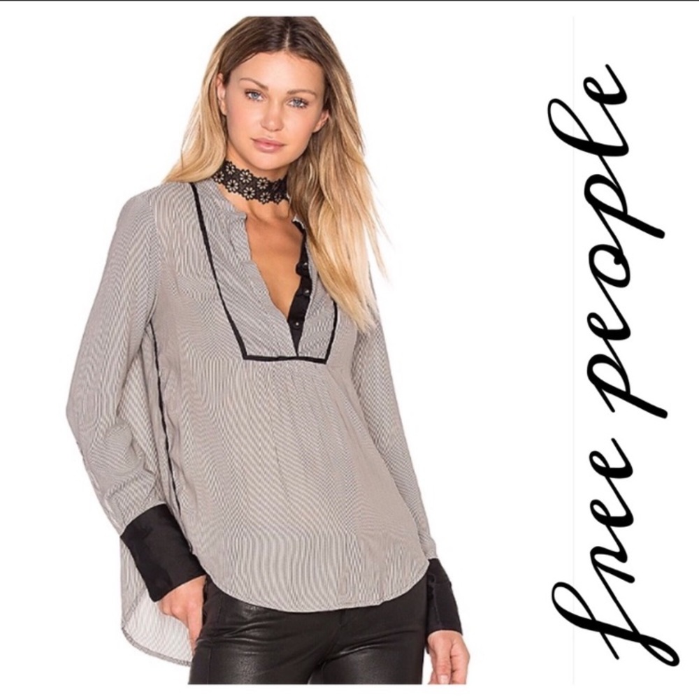 Free People Micro Stripe Blouse Neutral Free Bird